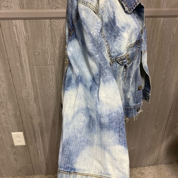 Distressed Bleached Jean Jacket 18w Ashley Stewart - Picture 4 of 10